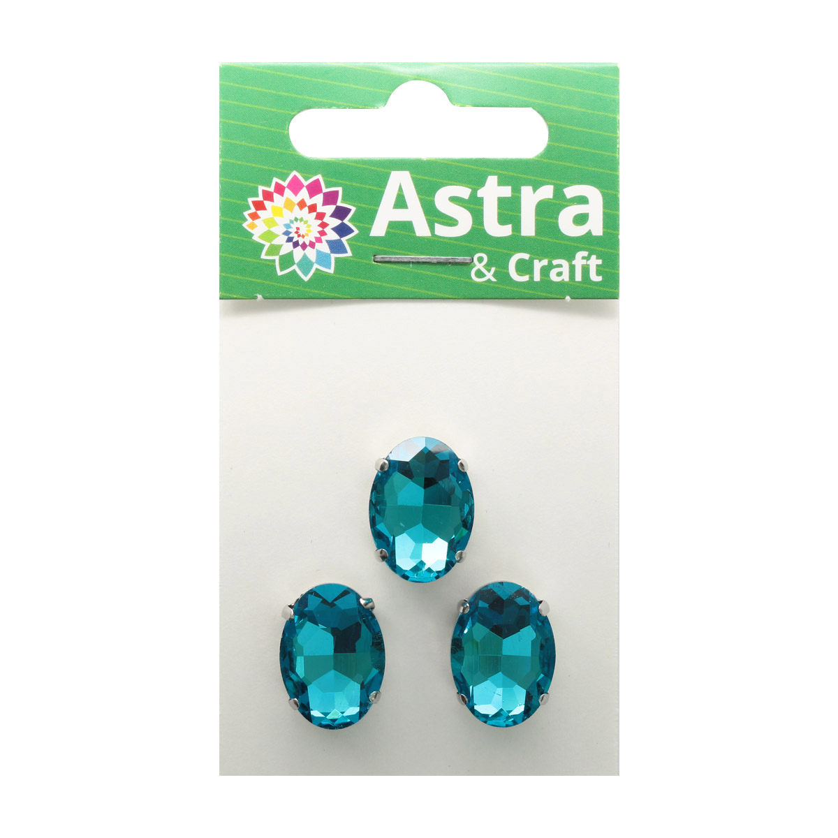 Хрустальные стразы Astra Craft в цапах овальной формы для творчества и рукоделия 13 мм 18 мм 3 шт голубой - фото 4