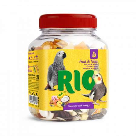 Лакомство для попугаев RIO средних и крупных фруктово-ореховая смесь 160г