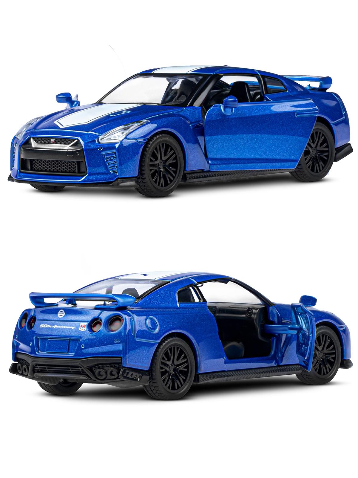 Автомобиль АВТОпанорама Nissan GT R R35 1:43 синий JB1251577 - фото 6