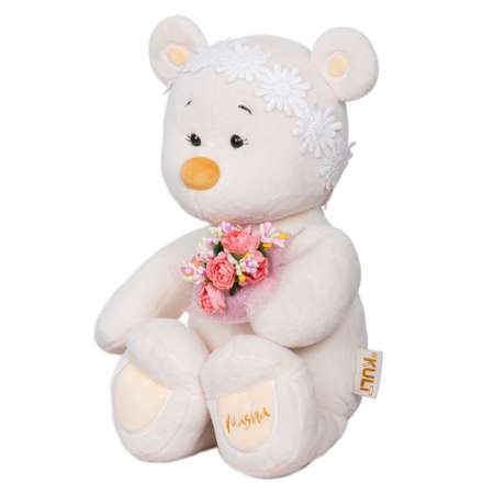 Мягкая игрушка KULT of toys плюшевый медведь в подарочной коробки для девочки masha с цветами 30 см