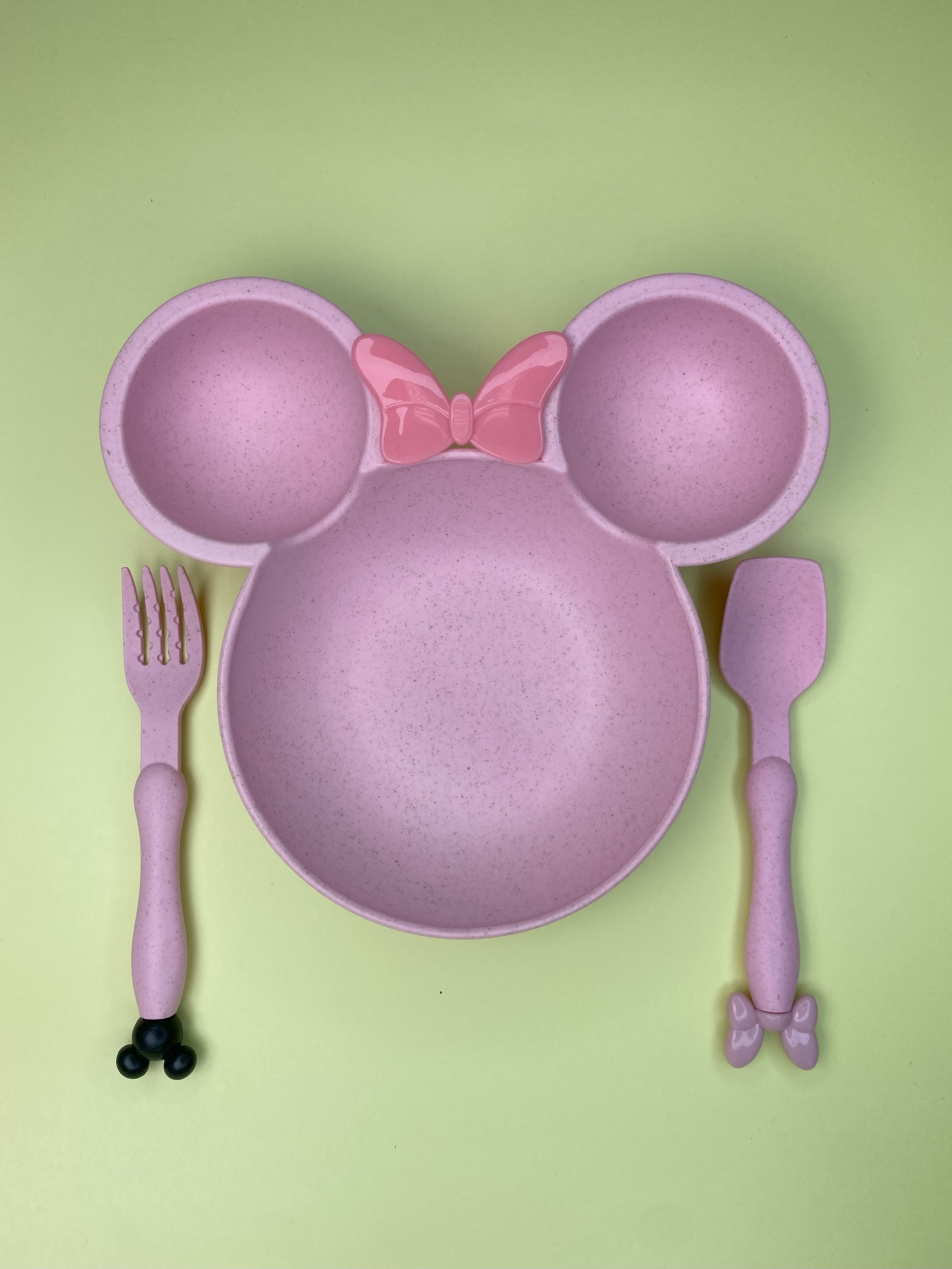 Набор детской посуды Добрый Филин Детская тарелка вилка ложка Мышонок розовый 3 предмета - фото 11
