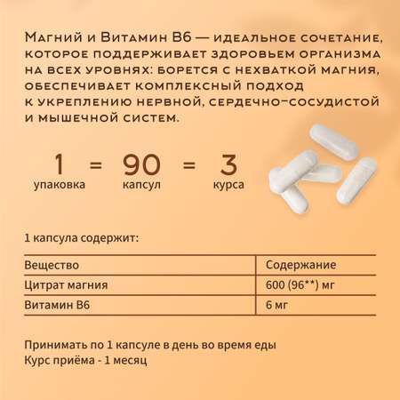 Магний В6 Dr.White Magnesium B6 90 капсул