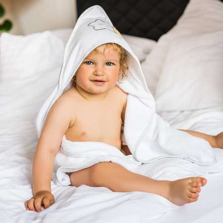 Полотенце Babyono махровое Soft 100х100 см. Арт.142/07 белое/звездочки