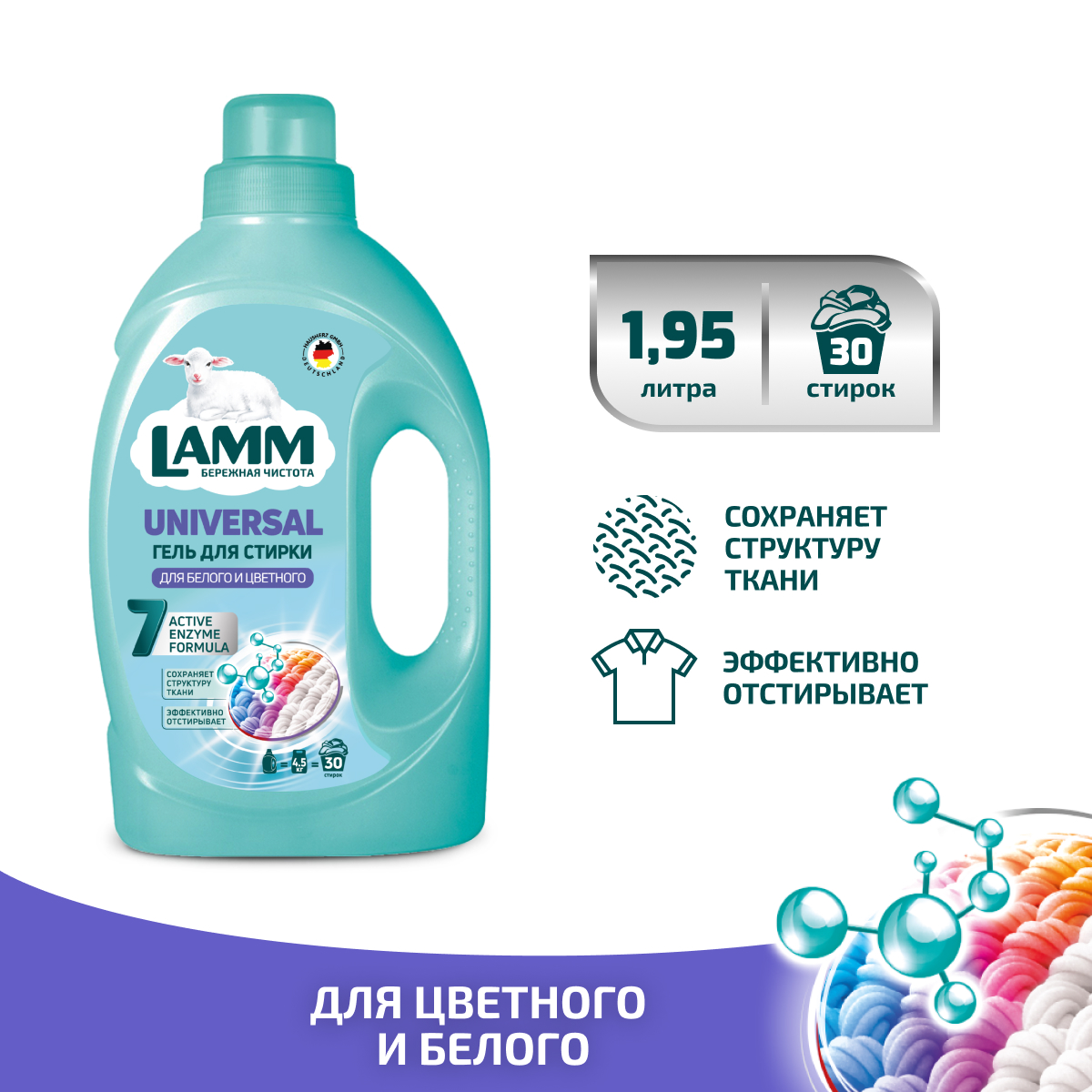 Гель для стирки LAMM Universal 1.95л - фото 1