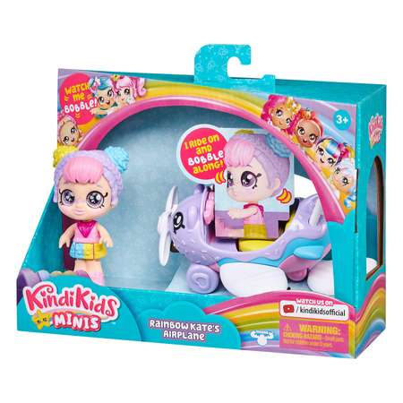 Набор игровой KindiKids Мини-кукла Рэйнбоу Кейт с самолетом 39760