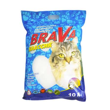 Наполнитель для кошек BraVa Классик силикагелевый впитывающий 10л