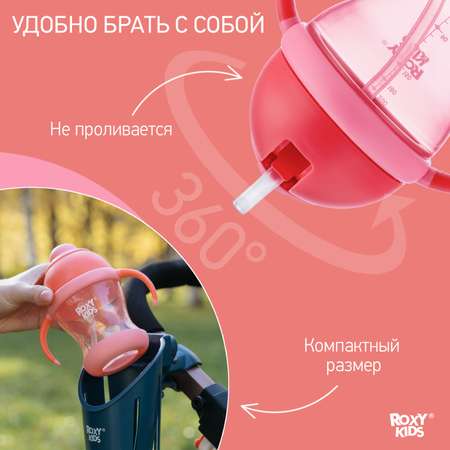 Поильник-непроливайка ROXY-KIDS с трубочкой 200 мл цвет розовый