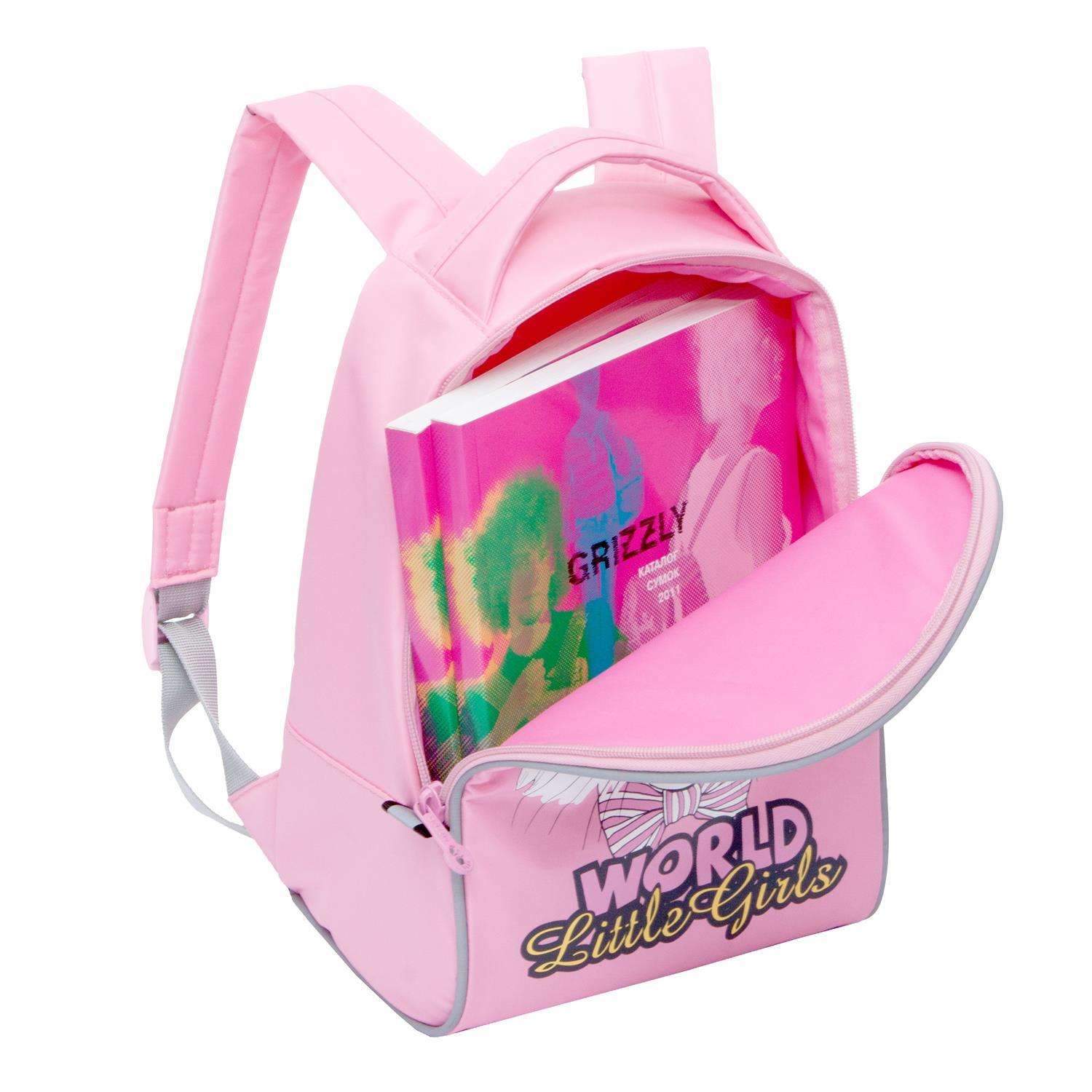 Рюкзак Grizzly для девочки кот в очках розовый - фото 4