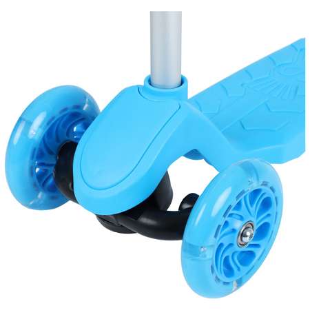 Самокат GRAFFITI колёса световые PU 120/100 мм. цвет голубой