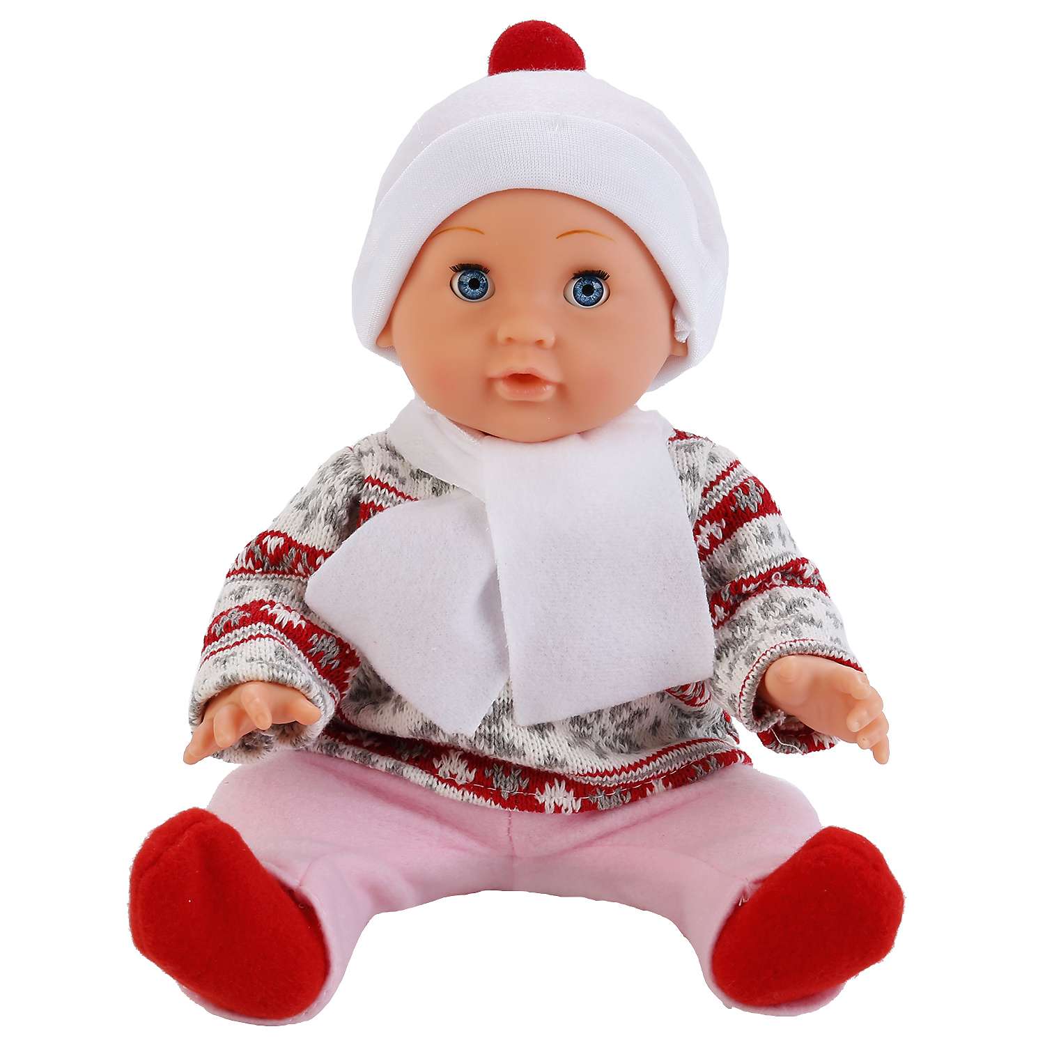 Кукла Карапуз интерактивный в белой кофточке с красной полосой (YL1704B-RU (12) 215470 - фото 1