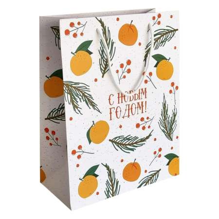 Пакет подарочный Be Smart 25х32 см новый год сhristmas fruits мандарины 1 штука