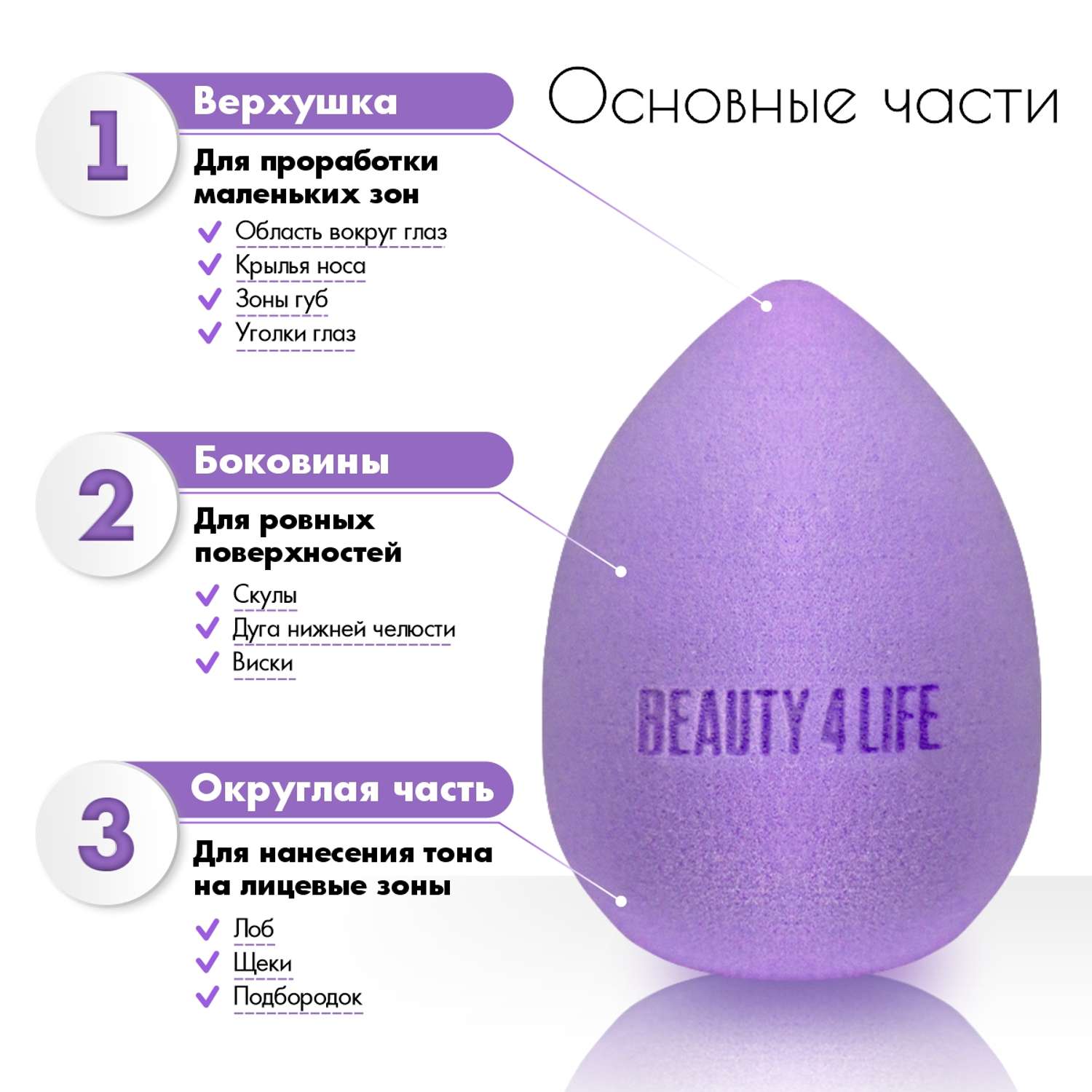 Спонж для макияжа Beauty4Life в футляре фиолетовый - фото 2