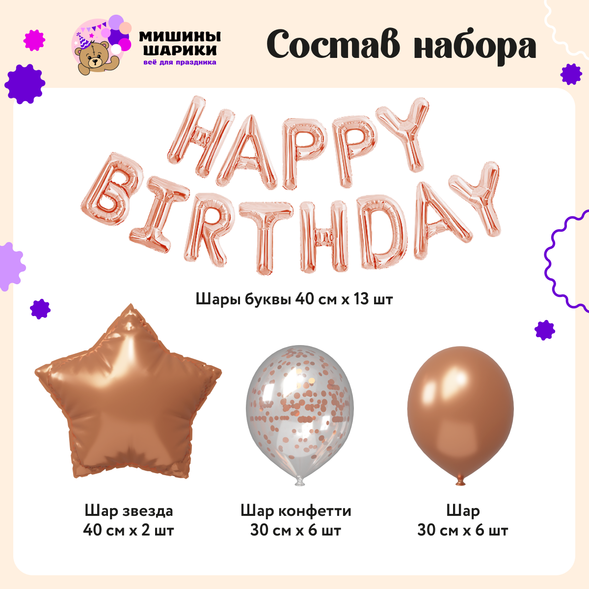 Воздушные шары Happy Birthday Мишины шарики для фотозоны на день рождения  латексные и фольгированные купить по цене 325 ₽ в интернет-магазине Детский  мир