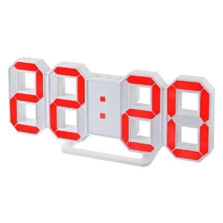 LED часы-будильник Perfeo LUMINOUS белый корпус красная подсветка PF-663