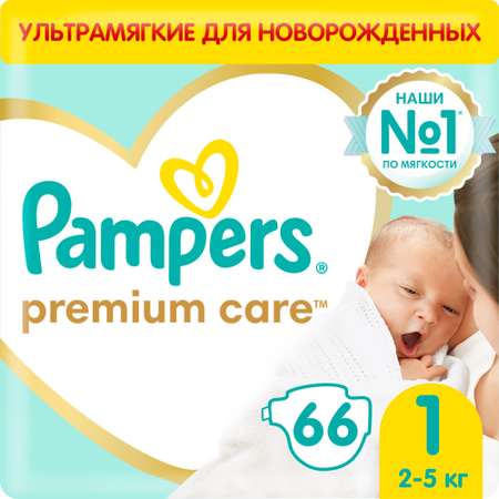 Подгузники Pampers Premium Care Newborn 1 2-5кг 66шт