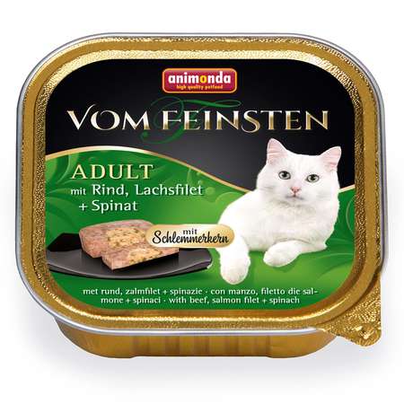 Корм влажный для кошек ANIMONDA 100г Vom Feinsten Adult М с говядиной филе лосося и шпинатом консервированный