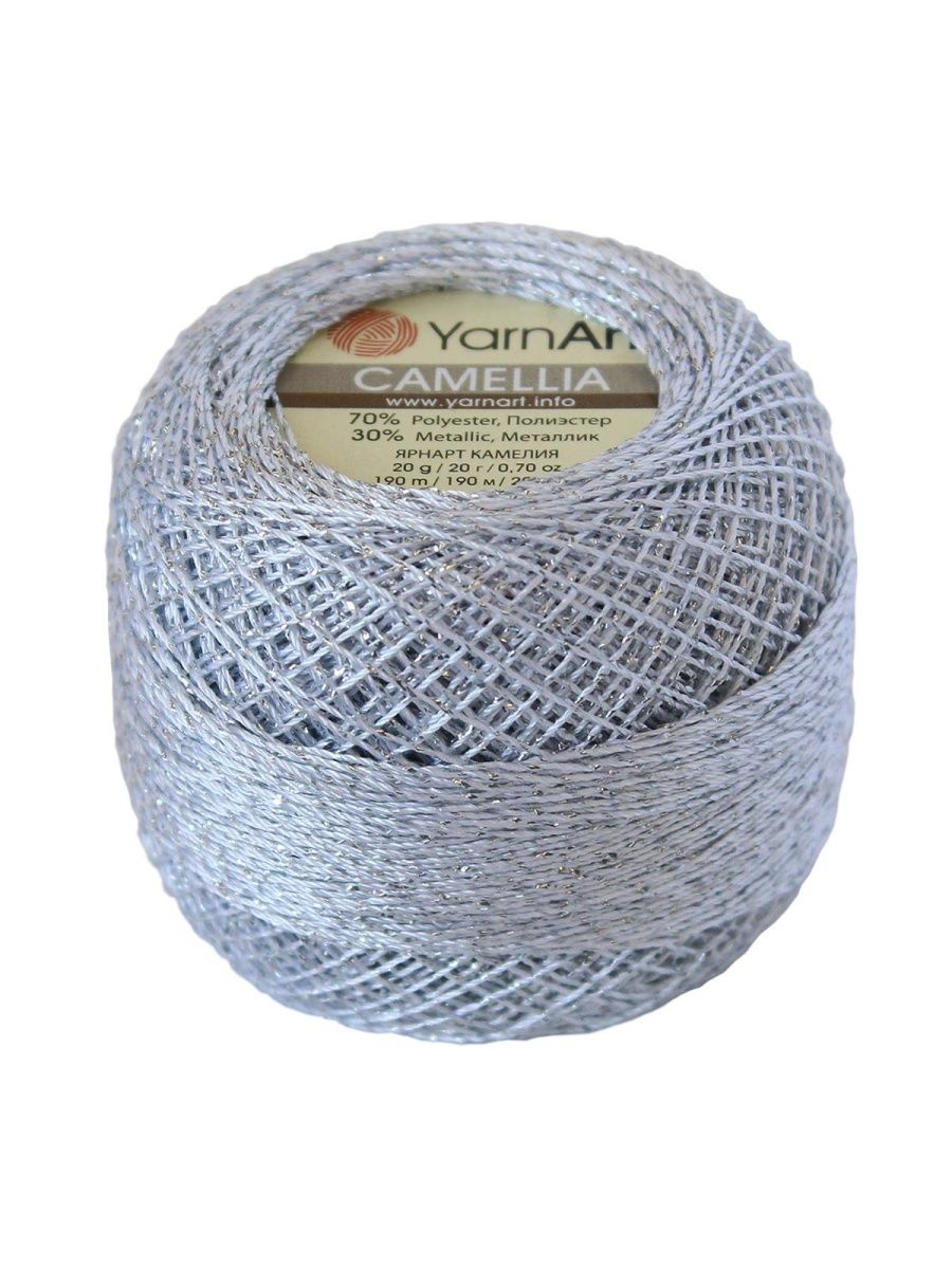 Пряжа YarnArt Camelia декоративная метанить 20 г 190 м 411 серебро 10 мотков - фото 6