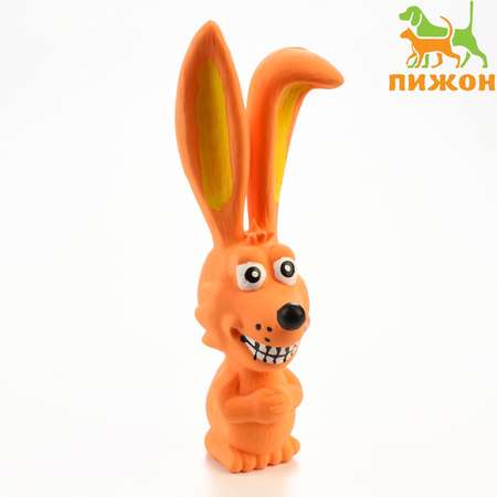 Игрушка Пижон пищащая для собак из латекса «Зайчик» 17 см оранжевая