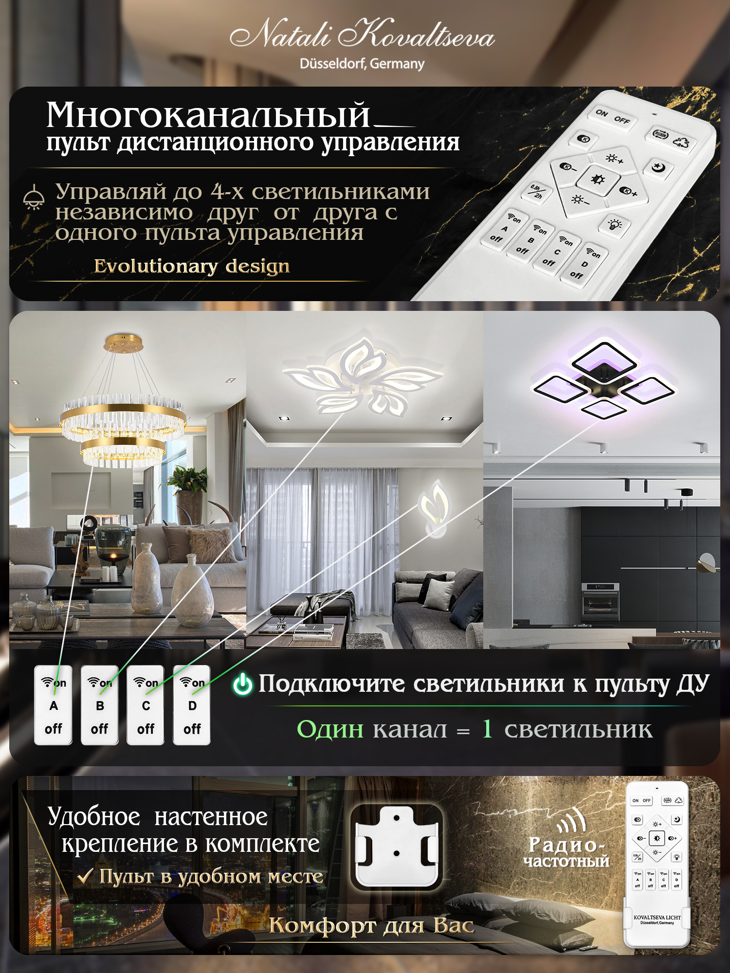 Светодиодный светильник NATALI KOVALTSEVA люстра 80W черный LED - фото 2