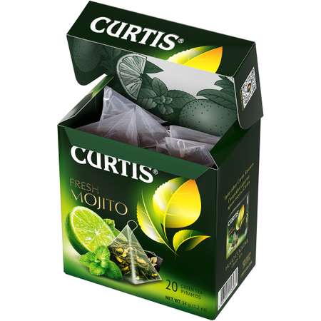 Чай зеленый Curtis Fresh Mojito 20 пирамидок с ароматом мохито мятой цедрой цитрусовых лемонграссом