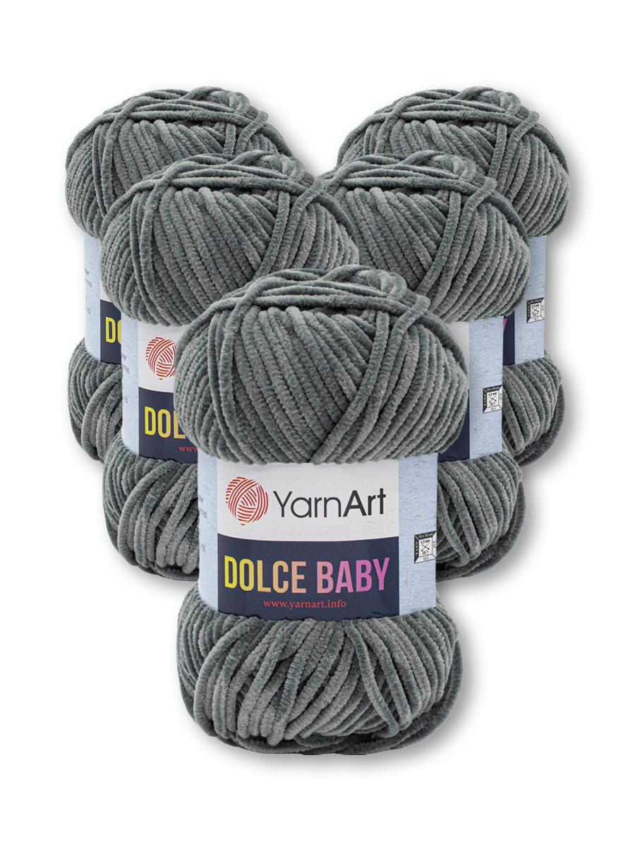 Пряжа для вязания YarnArt Dolce Baby 50 гр 85 м микрополиэстер плюшевая 5 мотков 760 серый - фото 3