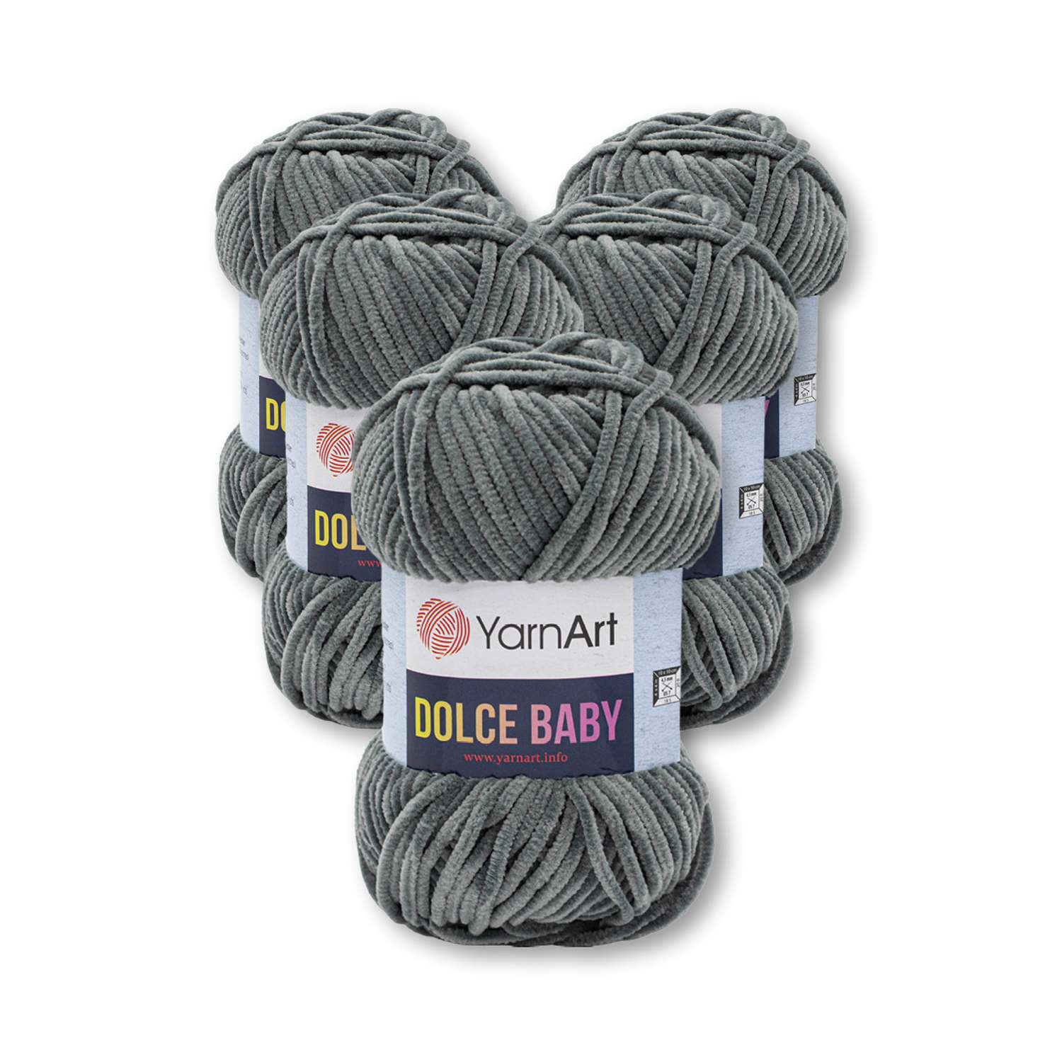 Пряжа для вязания YarnArt Dolce Baby 50 гр 85 м микрополиэстер плюшевая 5 мотков 760 серый - фото 3