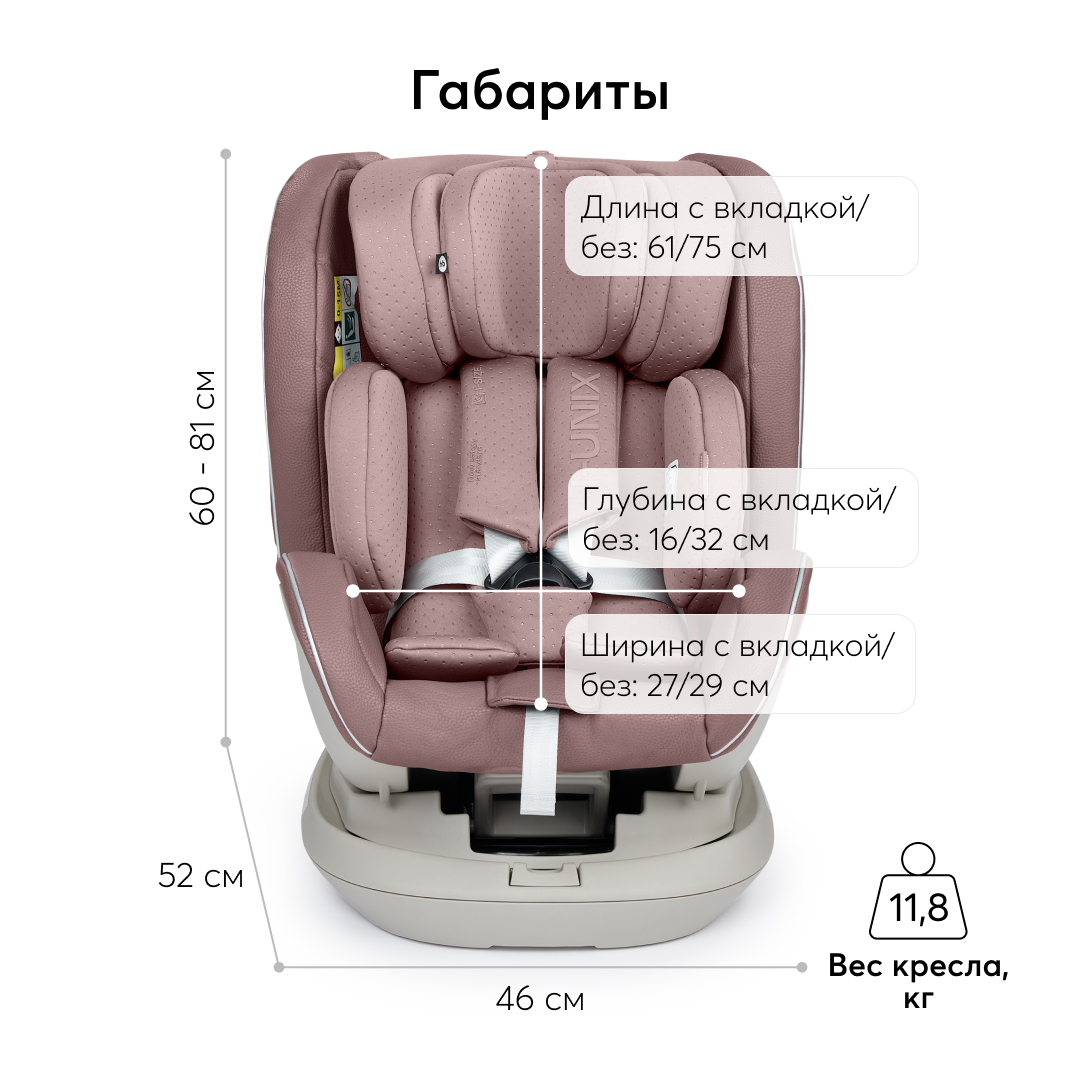 Автокресло i-size Happy Baby I-unix поворотная база розовое - фото 6