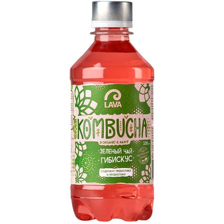 Чай LAVA SUPERFOOD Kombucha зеленый Гибискус 330мл