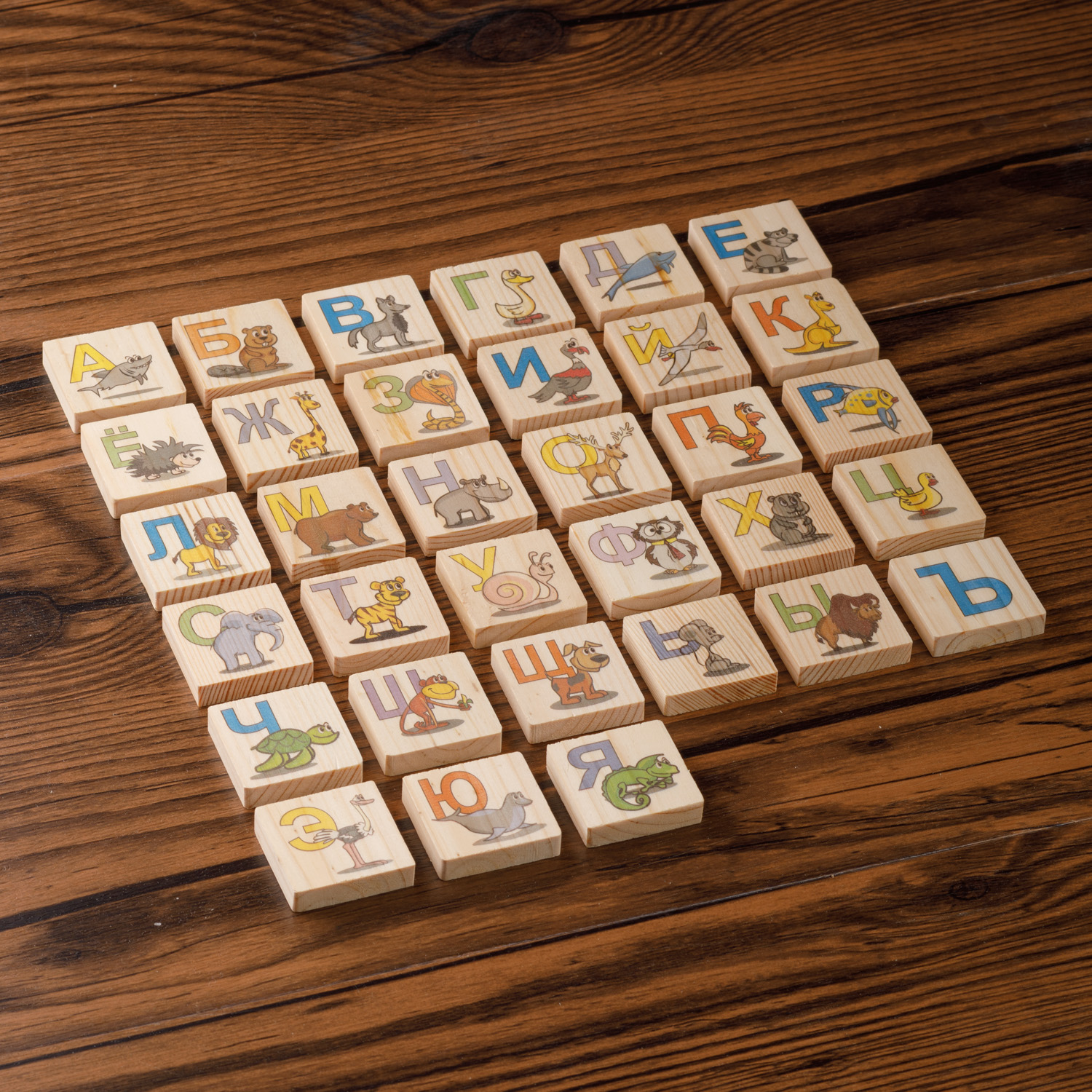 Развивающая игра Тутси Алфавит Животные плашки дерево 33 элемента - фото 2