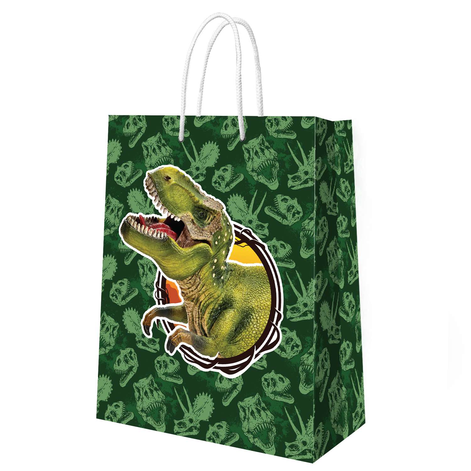Пакет подарочный ND Play Динозавр на зеленом паттерне 33*40*15 см - фото 3