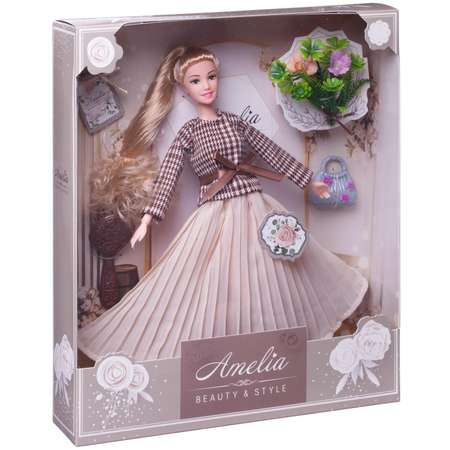 Кукла ABTOYS Современный шик платье с длинной плиссированной юбкой светлые волосы 30см