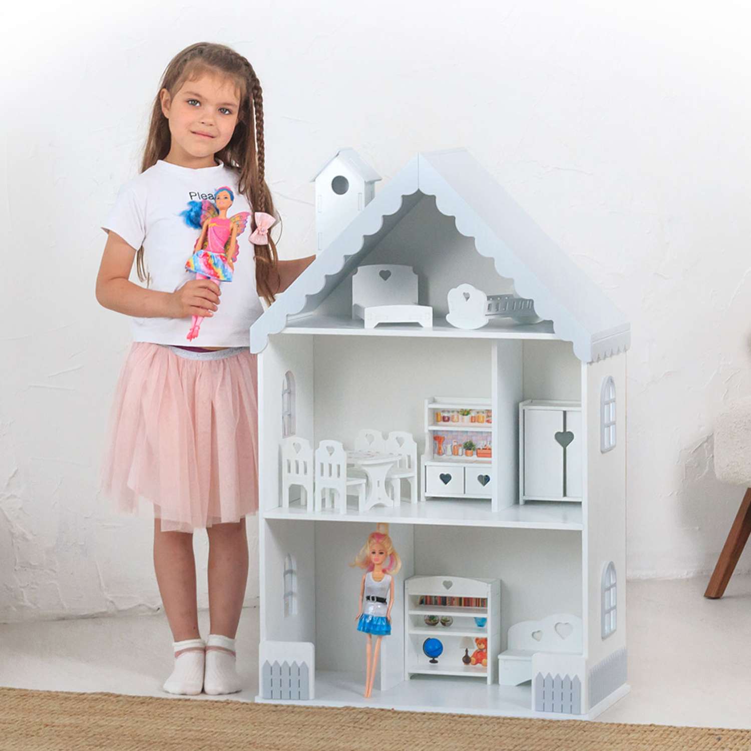 Кукольный дом Pema kids бело-серый МДФ ВероникаБелСер - фото 1
