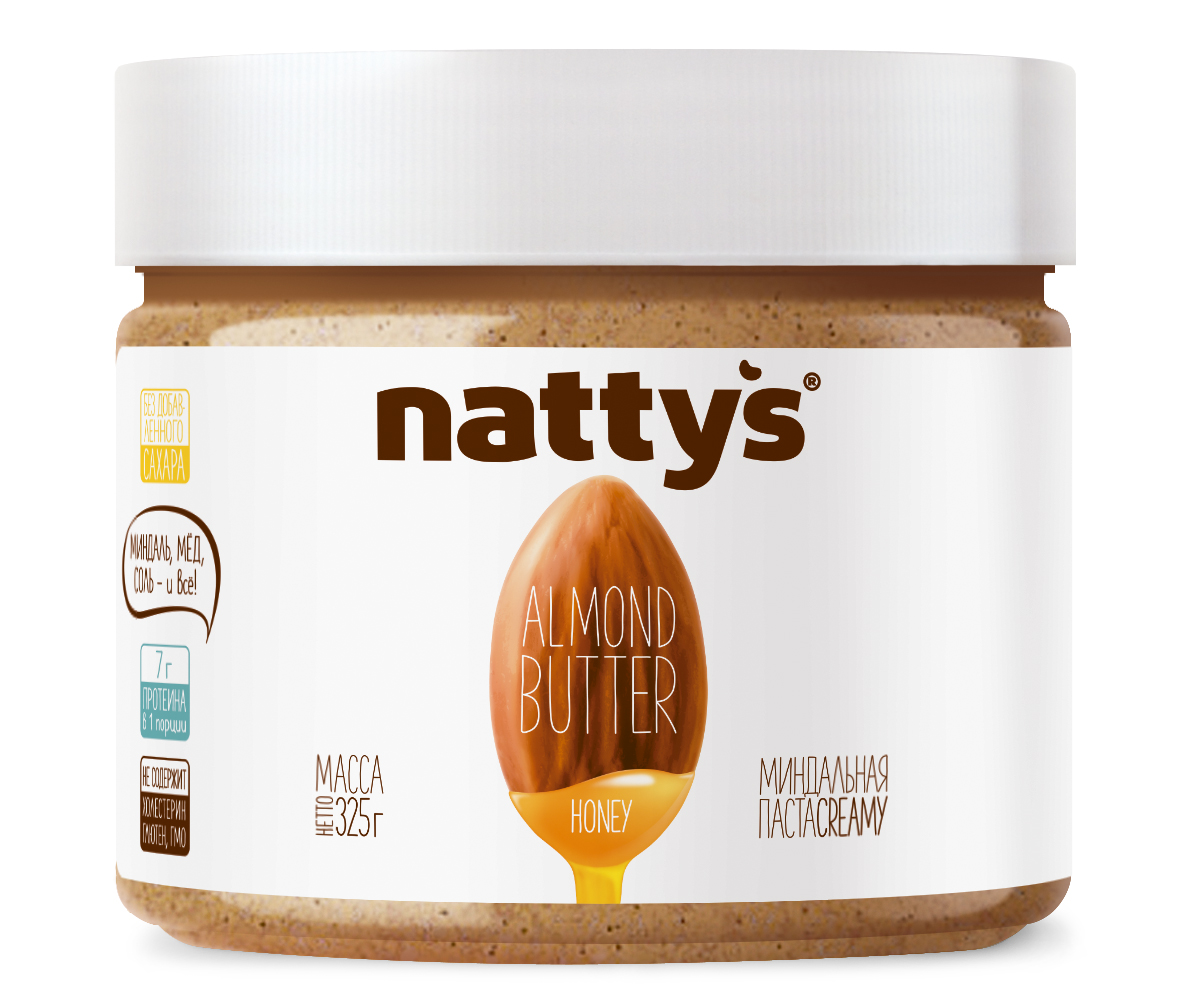 Паста миндальная Nattys Honey с мёдом 325 г - фото 1