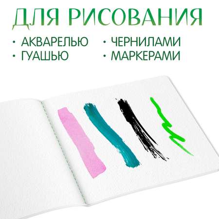 Скетчбук Проф-Пресс для акварели 20 л 190х190 мм набор из 2 шт бумага гознак 200 г Авокадо+птица овсянка