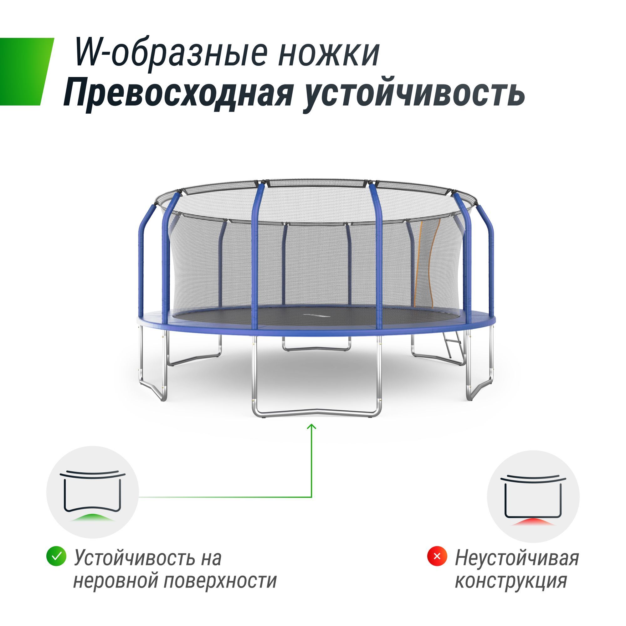 Батут каркасный supreme basic UNIX line 16 ft Blue диаметр 488 см до 160 кг диаметр прыжковой зоны 430 см - фото 4