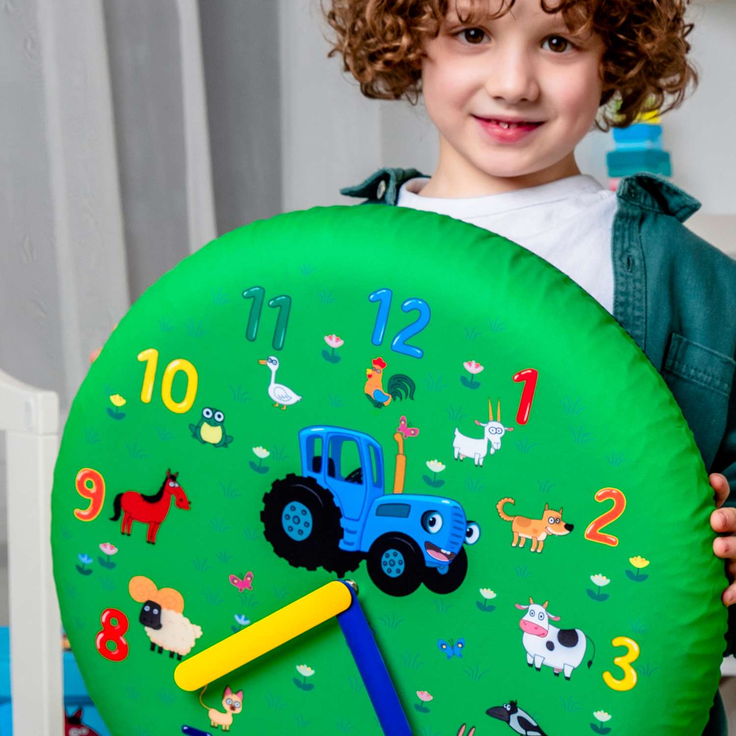 Надувные часы Синий трактор настенные детские 50 см. - фото 8