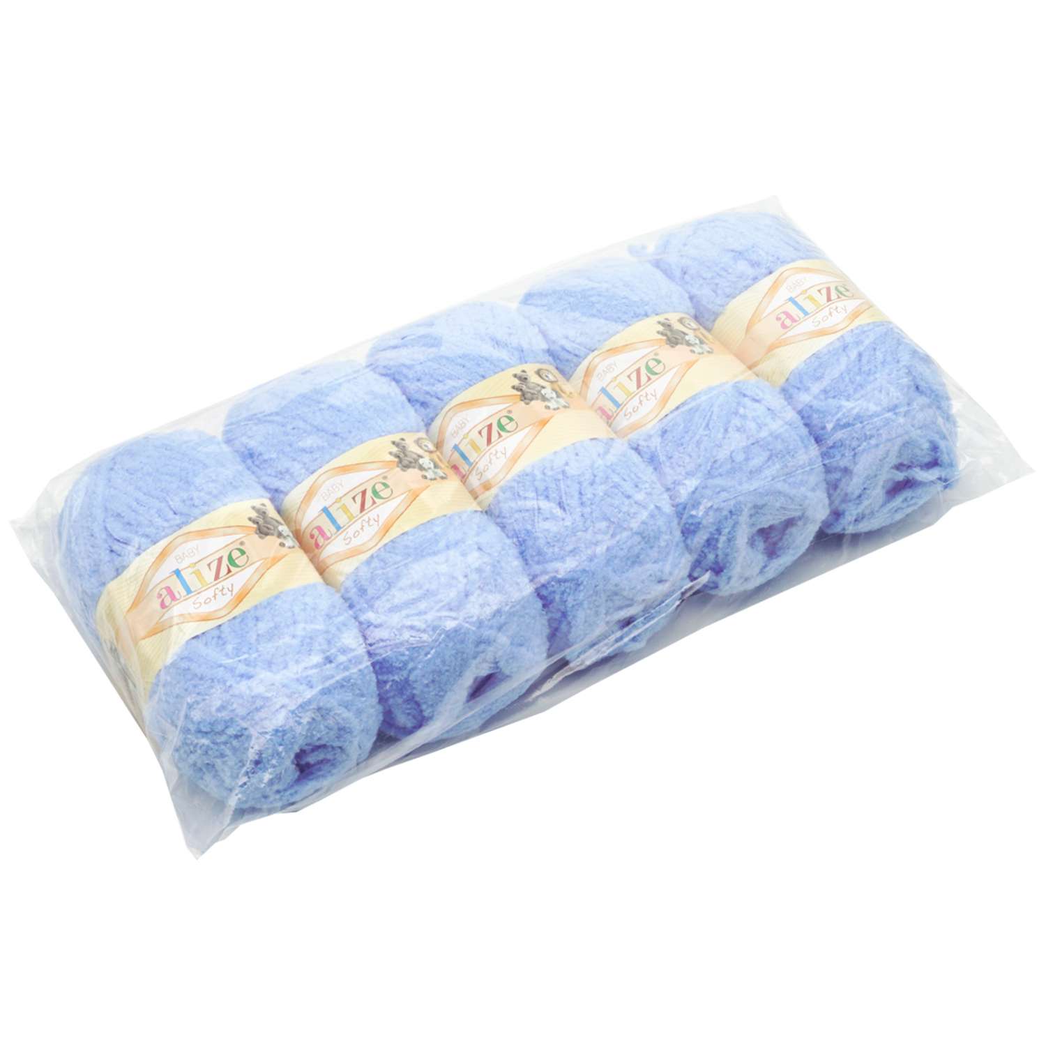Пряжа для вязания Alize softy 50 гр 115 м микрополиэстер мягкая фантазийная 40 голубой 5 мотков - фото 8