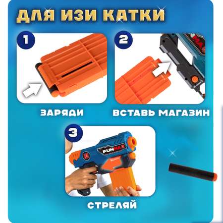 Фанмакс Бластер с мягкими пулями FunMax 1TOY детский 12 пуль