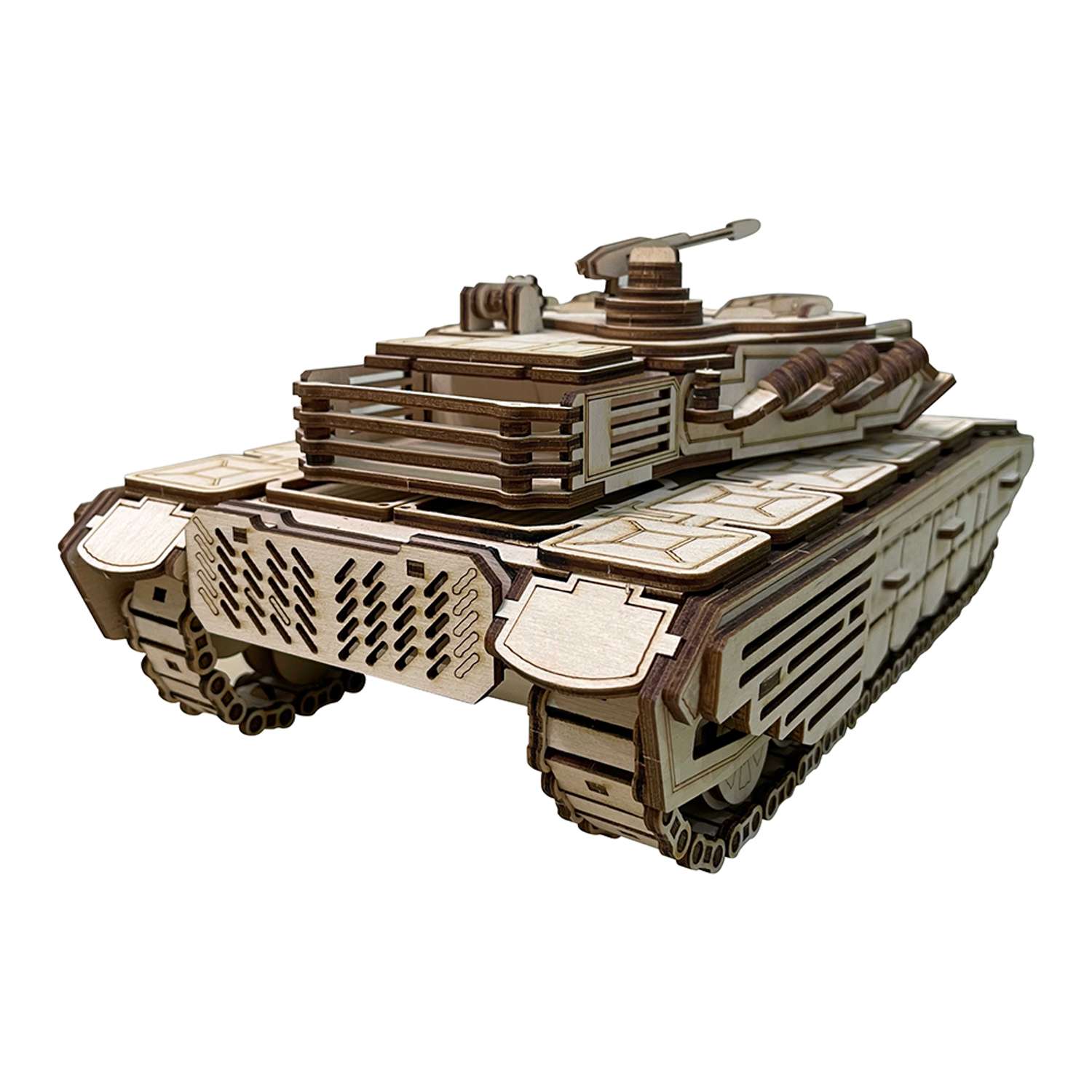 Деревянный конструктор ViromToys Сборная модель военный Танк подвижный - фото 4
