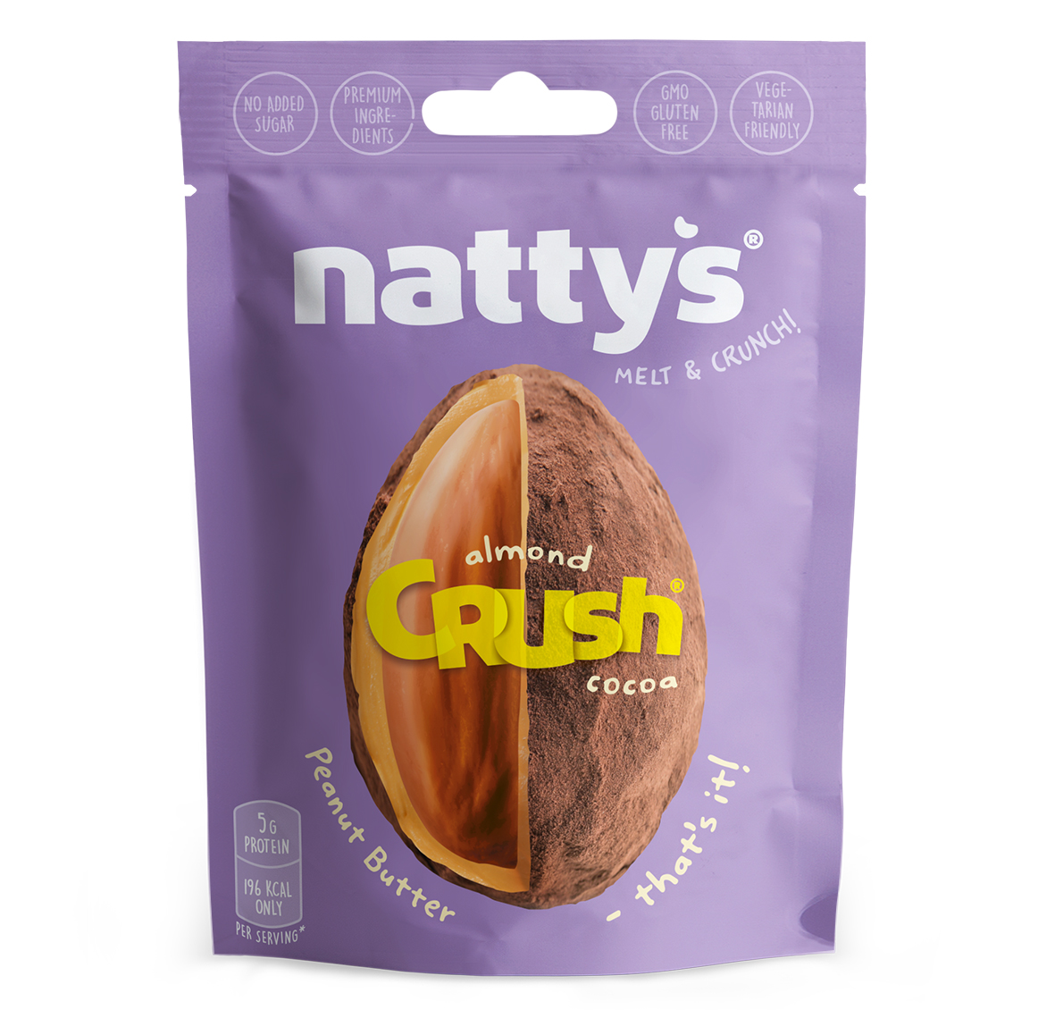 Драже ореховое Nattys CRUSH Almond c миндалем в арахисовой пасте и какао 35 гр - фото 1