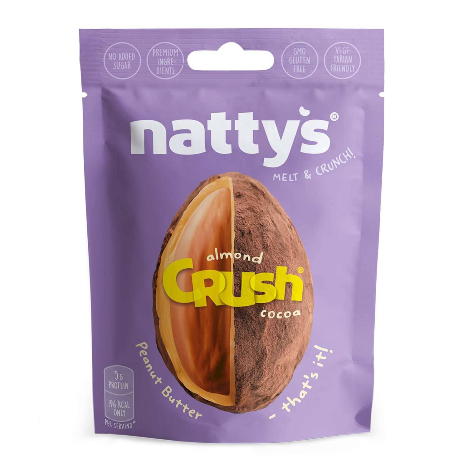 Драже ореховое Nattys CRUSH Almond c миндалем в арахисовой пасте и какао 35 гр - фото 1