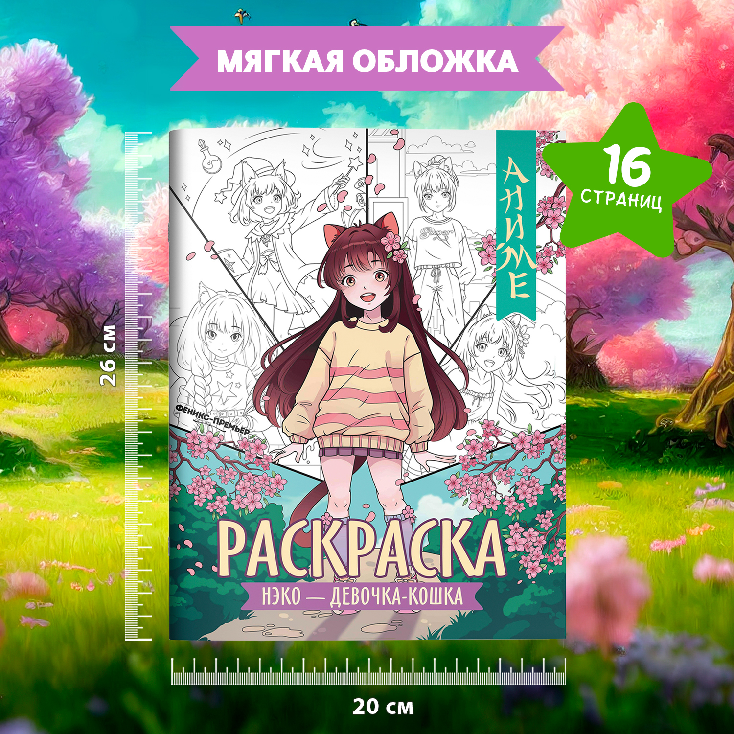 Книга раскраска Феникс Премьер Нэко девочка кошка - фото 7