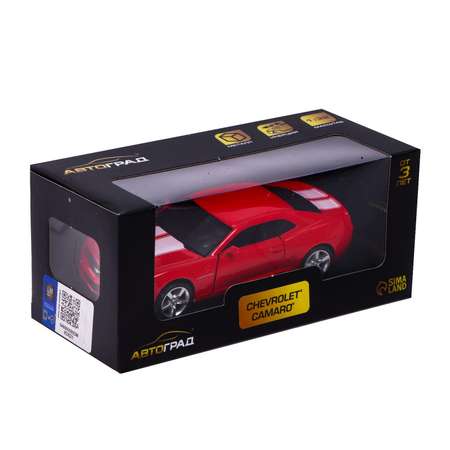 Машина Автоград металлическая CHEVROLET CAMARO. 1:32. открываются двери. инерция. цвет красный