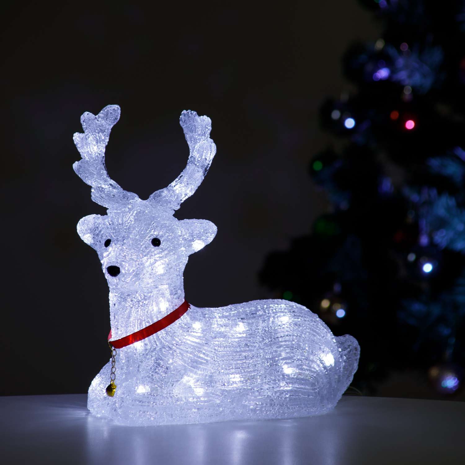Фигура декоративная BABY STYLE Олень акрил лежащий LED холодный белый свет 30 см - фото 3
