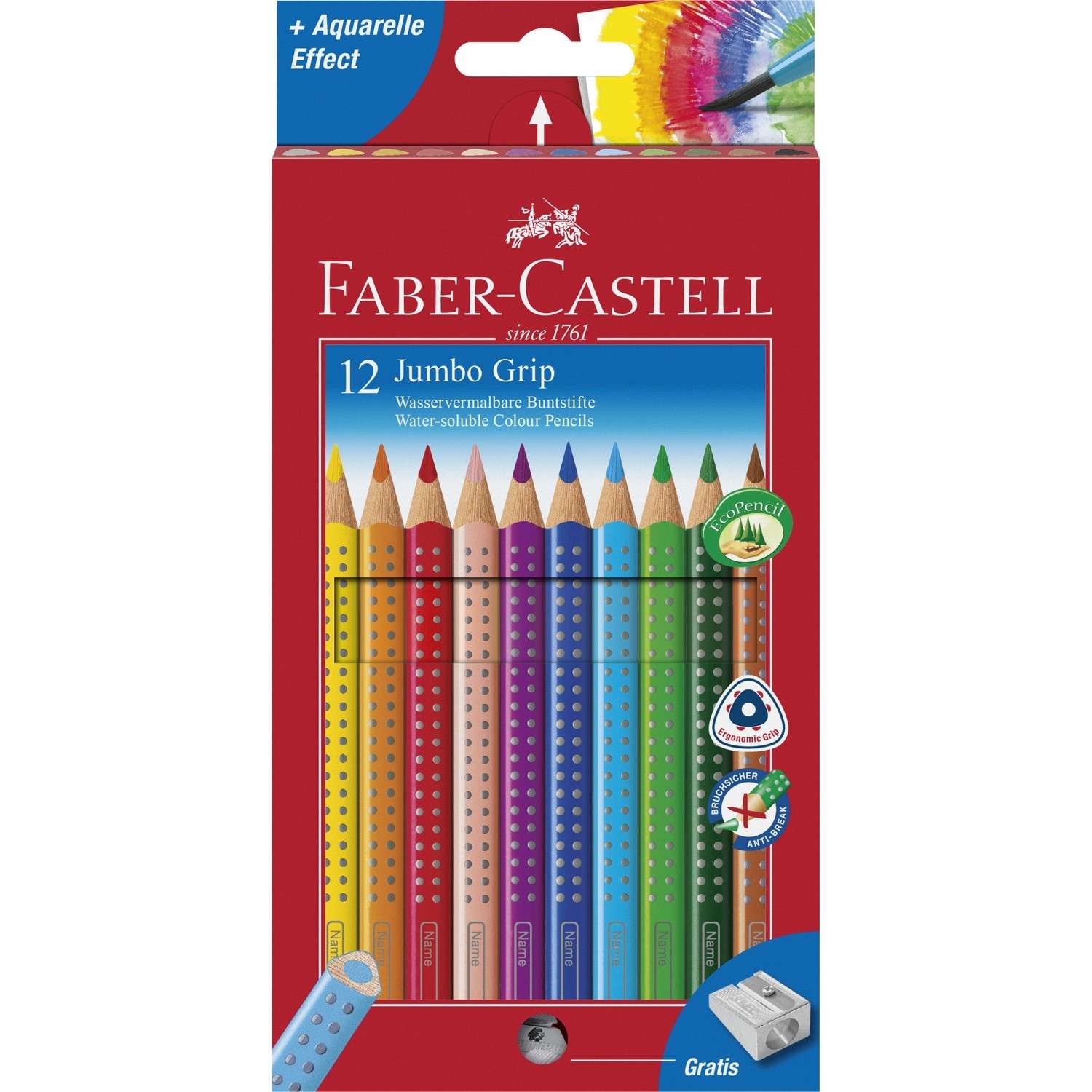 Карандаши цветные Faber Castell Jumbo Grip 12цветов 110912 - фото 1
