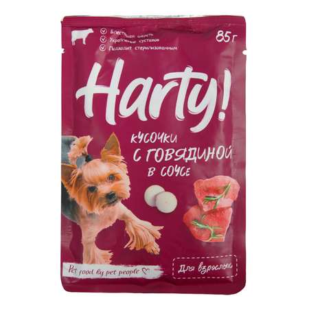 Корм для собак Harty 85г кусочки с говядиной в желе