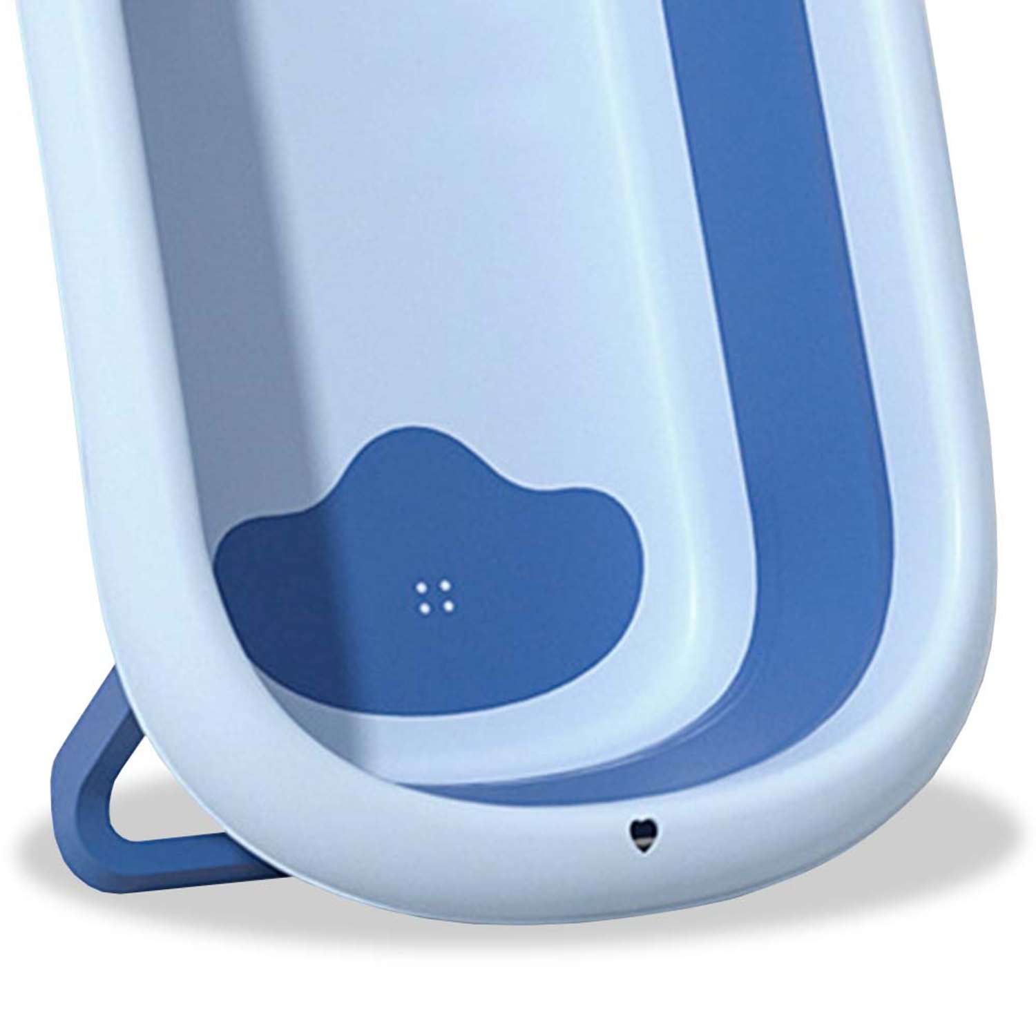 Ванночка складная детская WiMI с матрасиком и термопробкой голубая - фото 7