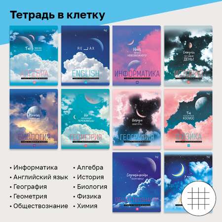 Комплект предметных тетрадей BG 12 шт 48л My Sky