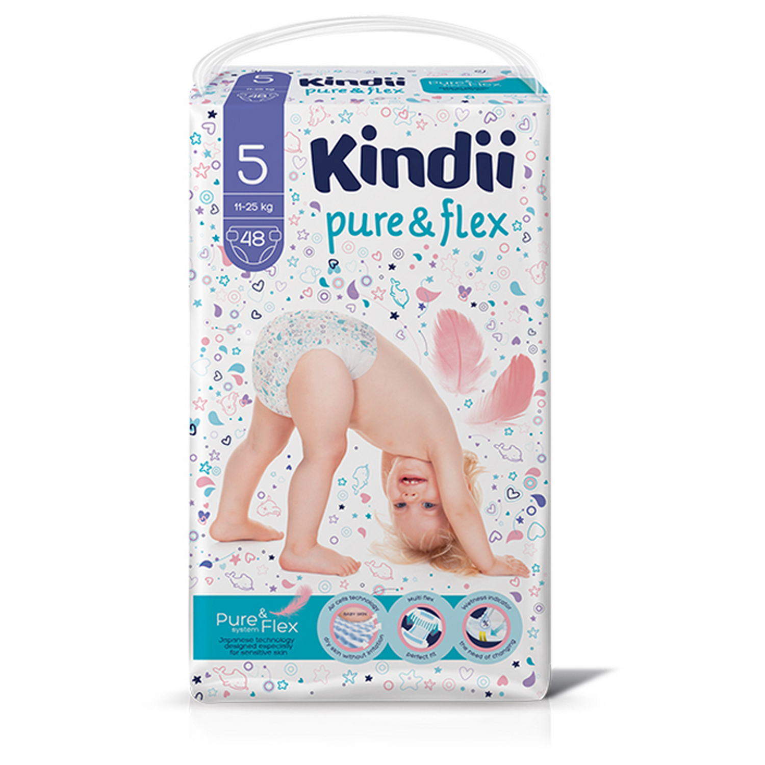 Подгузники Kindii одноразовые для детей 5 XL jambo-pack 48шт - фото 2