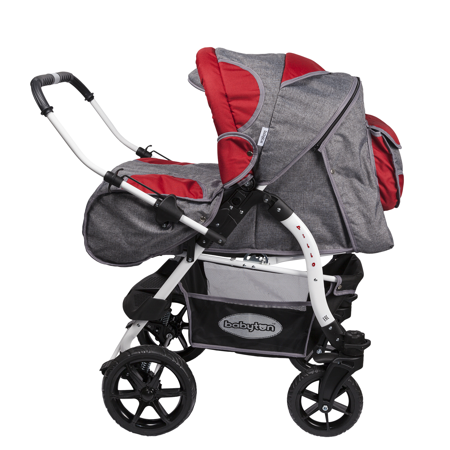 Коляска-трансформер Babyton Pillo OX Grey-Red - фото 3